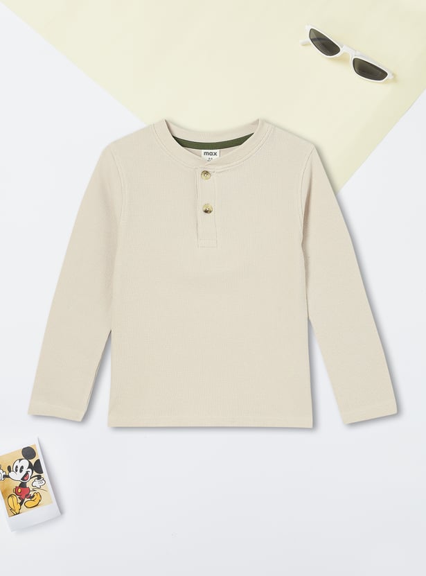 Boys Waffle Knit Henley Neck T-shirt