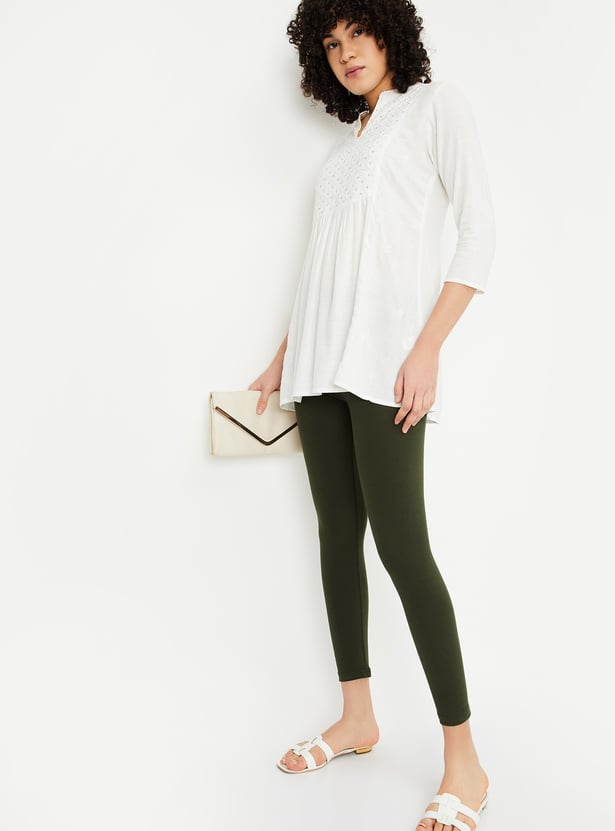 Women Solid Ankle-Length Leggings