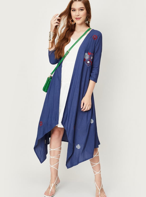 Women Embroidered Asymmetric Koti Jacket