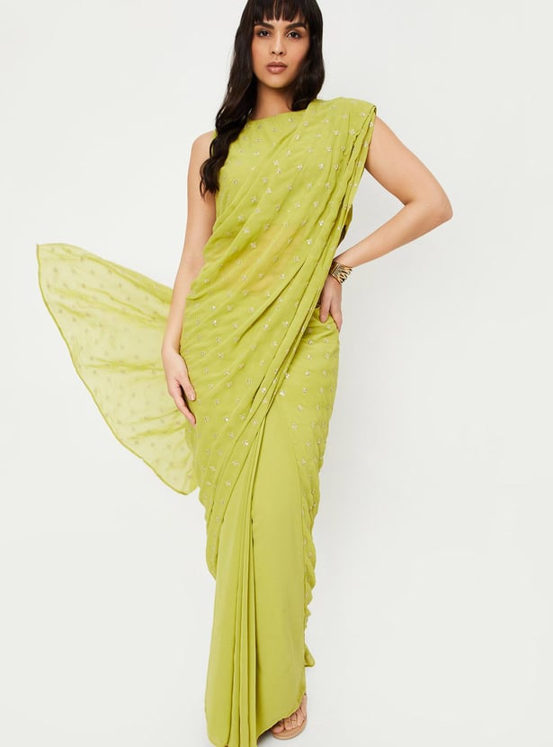 Women Sequinned Pre-Stitched Saree and Blouse Set