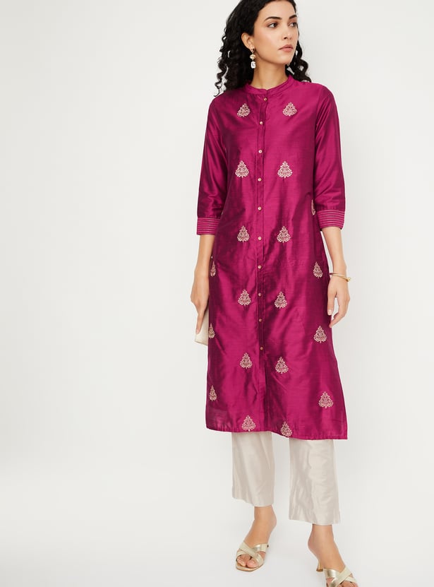 Women Embroidered Straight Kurta